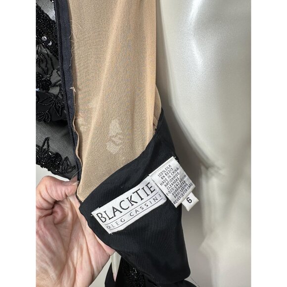 Exquisite Oleg Cassini silk dress with incredible beading and sheer illusion - Picture 8 of 9